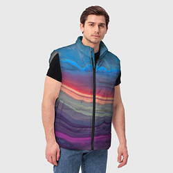 Мужской жилет Цветной переливающийся абстрактный песок, цвет: 3D-светло-серый — фото 2