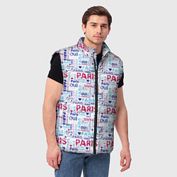 Мужской жилет Парижская бумага с надписями - текстура, цвет: 3D-черный — фото 2