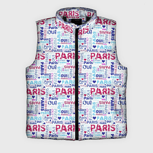 Мужской жилет Парижская бумага с надписями - текстура / 3D-Черный – фото 1