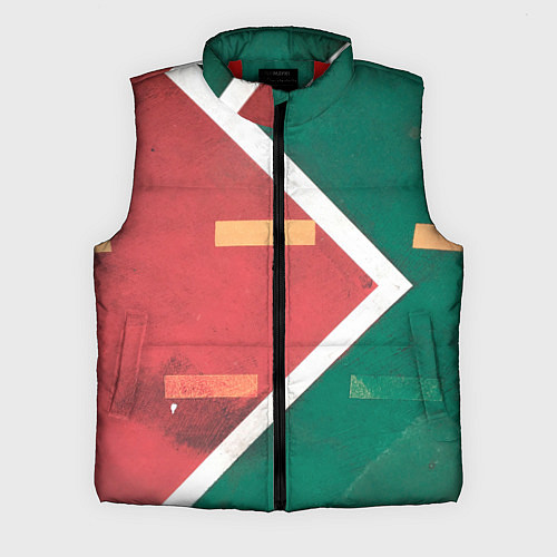 Мужской жилет Абстрактная красная и зелёная поверхность с линиям / 3D-Красный – фото 1