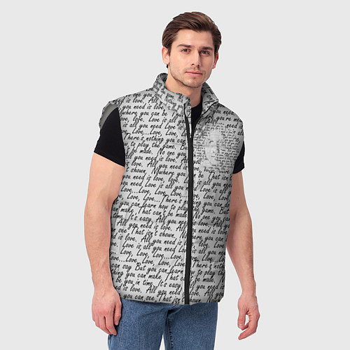 Мужской жилет Текст песни: что вам нужно - это любовь / 3D-Светло-серый – фото 3