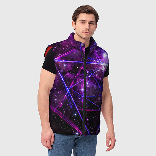 Мужской жилет Triangle space - Neon - Geometry / 3D-Красный – фото 3