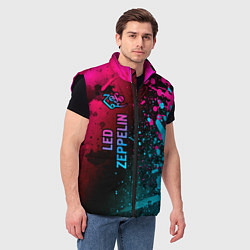 Мужской жилет Led Zeppelin - neon gradient: по-вертикали, цвет: 3D-черный — фото 2