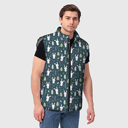 Мужской жилет Новогодний паттерн, год кролика, цвет: 3D-светло-серый — фото 2