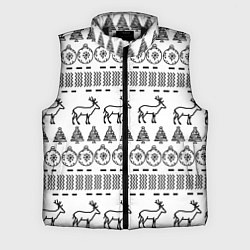 Мужской жилет Черно-белый узор с оленями, цвет: 3D-черный