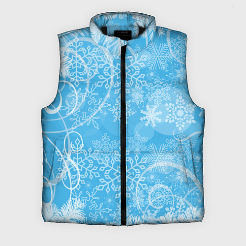 Мужской жилет Морозный узор на голубом стекле / 3D-Черный – фото 1