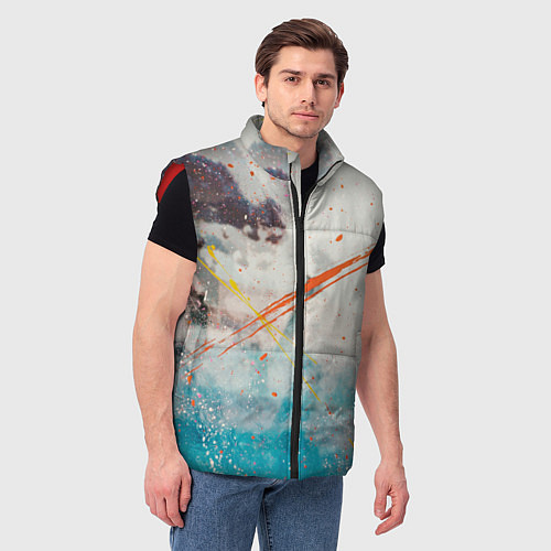 Мужской жилет Абстрактные мазки красок на тенях и тумане / 3D-Красный – фото 3