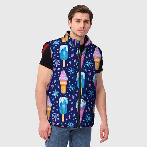 Мужской жилет Новогоднее мороженое / 3D-Красный – фото 3