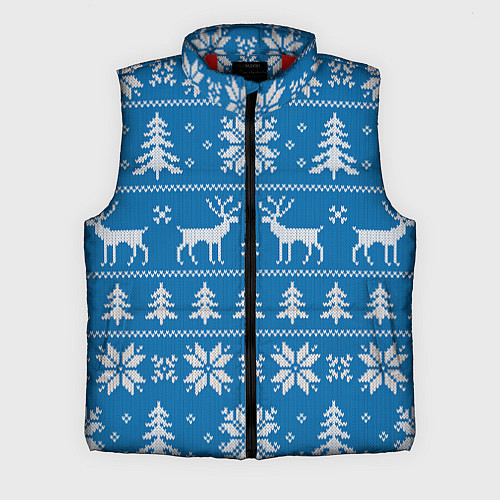 Мужской жилет Рождественский синий свитер с оленями / 3D-Красный – фото 1