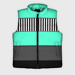 Мужской жилет Полосатый зеленый с черным и белым узор, цвет: 3D-светло-серый