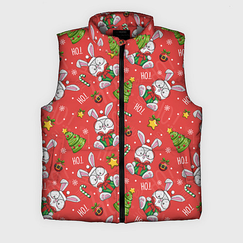 Мужской жилет Новогодний паттерн с кроликом / 3D-Светло-серый – фото 1