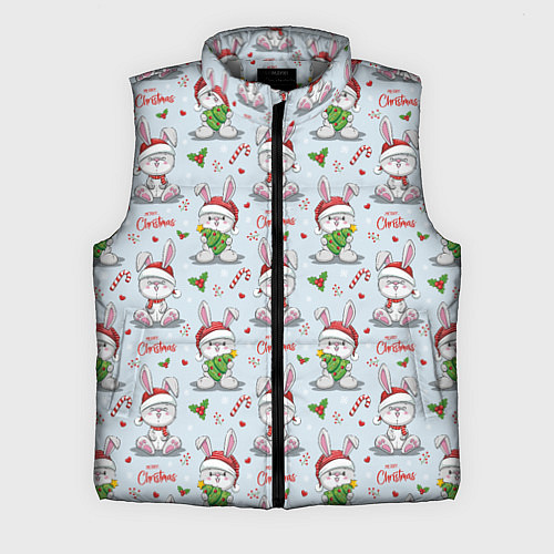 Мужской жилет Милые новогодние кролики / 3D-Светло-серый – фото 1
