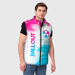 Мужской жилет Fallout neon gradient style: надпись, символ, цвет: 3D-черный — фото 2