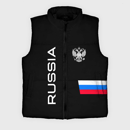 Мужской жилет Россия и три линии на черном фоне / 3D-Черный – фото 1