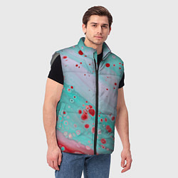 Мужской жилет Волнообразные красные и голубые краски, цвет: 3D-светло-серый — фото 2