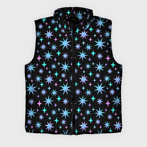 Мужской жилет Зимние цветные звезды / 3D-Черный – фото 1