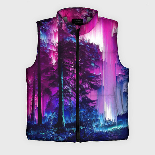 Мужской жилет Сиреневый лес - глитч / 3D-Светло-серый – фото 1