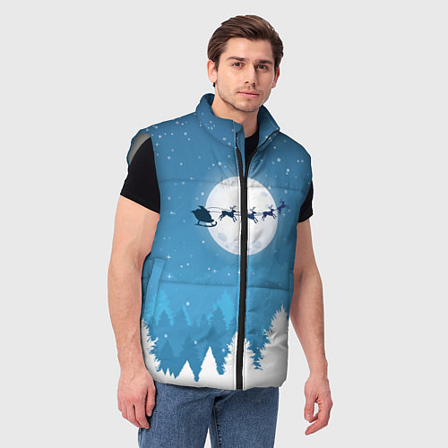 Мужской жилет Новогодняя сказка дед мороз / 3D-Светло-серый – фото 3