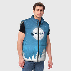 Мужской жилет Новогодняя сказка дед мороз, цвет: 3D-светло-серый — фото 2