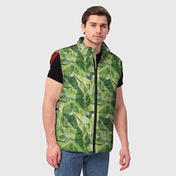 Мужской жилет Милитари листья крупные, цвет: 3D-красный — фото 2