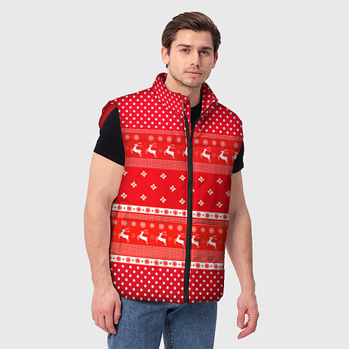 Мужской жилет Праздничный красный свитер / 3D-Красный – фото 3