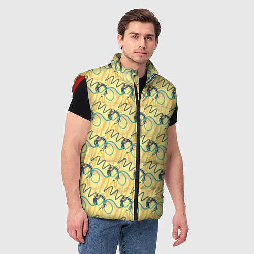 Мужской жилет Круги и линии гранж / 3D-Красный – фото 3