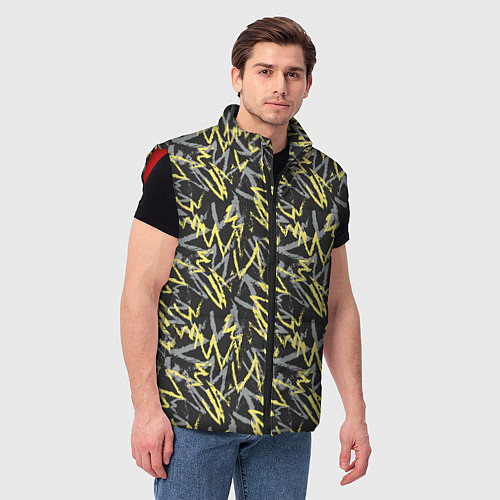 Мужской жилет Кривые линии гранж / 3D-Красный – фото 3