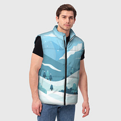 Мужской жилет Заснеженные горы, цвет: 3D-черный — фото 2