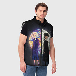 Мужской жилет Энид и Уэнсдэй на фоне окна, цвет: 3D-светло-серый — фото 2