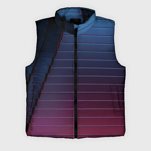 Мужской жилет Абсрактная лестничная тёмно-синяя текстура / 3D-Черный – фото 1