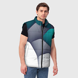 Мужской жилет Серо-бело-синий каменный паттерн, цвет: 3D-черный — фото 2