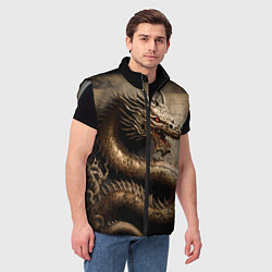 Мужской жилет Китайский дракон с открытой пастью, цвет: 3D-светло-серый — фото 2