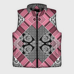 Мужской жилет Геометрический розово-черный с белым узор