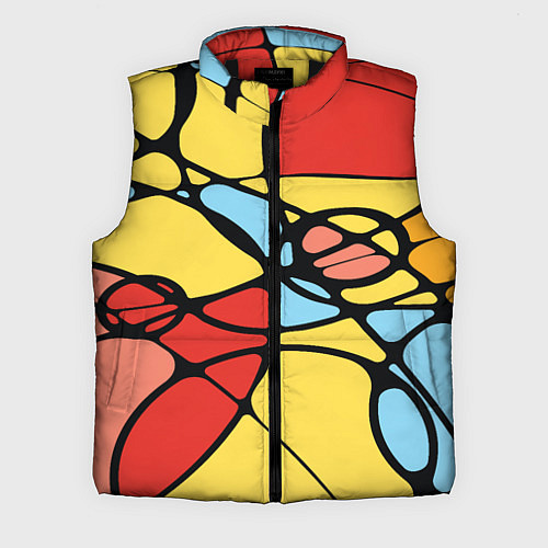 Мужской жилет Яркий абстрактный узор из цветных овалов и плавных / 3D-Черный – фото 1
