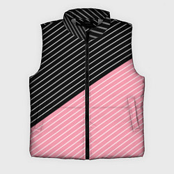 Мужской жилет Узор в черную и розовую полоску, цвет: 3D-светло-серый