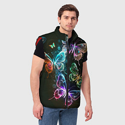 Мужской жилет Неоновые дикие бабочки, цвет: 3D-красный — фото 2