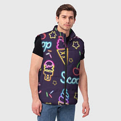 Мужской жилет Неоновые надписи sweet scoop, цвет: 3D-черный — фото 2
