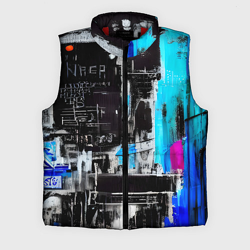 Мужской жилет Абстракция, черно-синие цвета, от нейросети / 3D-Красный – фото 1