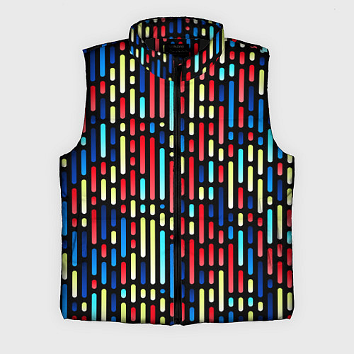Мужской жилет Неоновые полосы - авангардный паттерн / 3D-Черный – фото 1