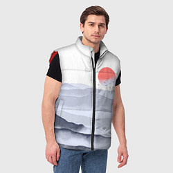 Мужской жилет Японский пейзаж - восход солнца, цвет: 3D-красный — фото 2