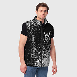 Мужской жилет Crystal Castles и рок символ на темном фоне, цвет: 3D-черный — фото 2