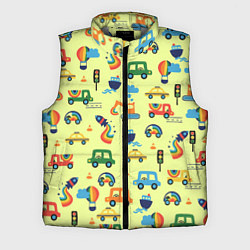 Мужской жилет Радуга и машинки - паттерн зеленый