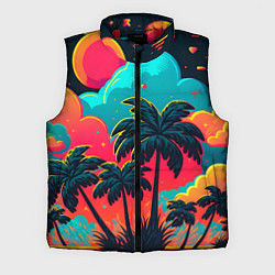 Мужской жилет Неоновые пальмы на закате, цвет: 3D-красный
