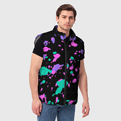 Мужской жилет Неоновые цвета брызги краски, цвет: 3D-светло-серый — фото 2