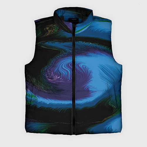 Мужской жилет Голубой и фиолетовый абстракт / 3D-Черный – фото 1