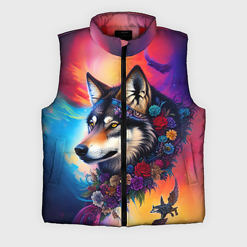 Мужской жилет Волк бохо - нейросеть / 3D-Красный – фото 1