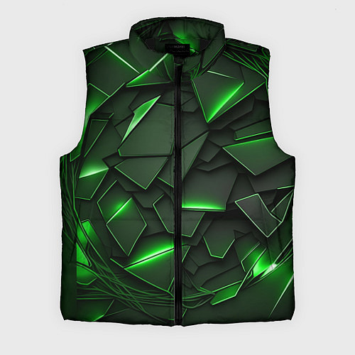 Мужской жилет Зеленые объемные осколки / 3D-Черный – фото 1
