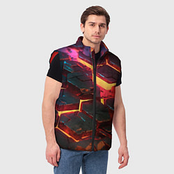 Мужской жилет Сломанные лавовые наносоты, цвет: 3D-красный — фото 2
