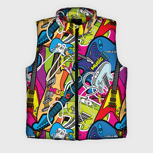 Мужской жилет Guitars - pop art pattern / 3D-Красный – фото 1