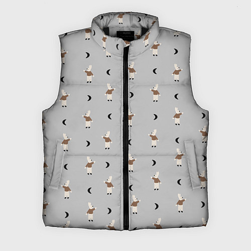 Мужской жилет Зайка и луна - паттерн серый / 3D-Черный – фото 1